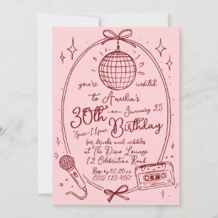 Retro 30th Birthday Karaoke Party Invite