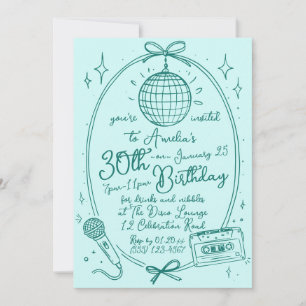 Retro 30th Birthday Karaoke Party Invite