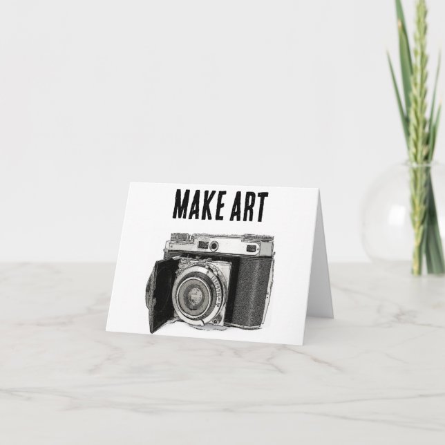 Retro 35mm Film Camera Photographer Art Drawing Card (Front)