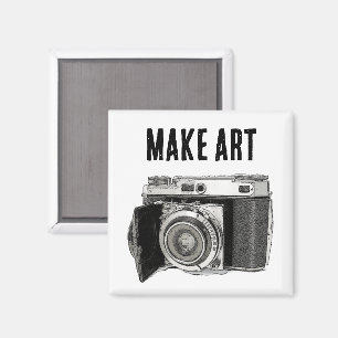 Retro 35mm Film Camera Photographer Art Drawing Magnet