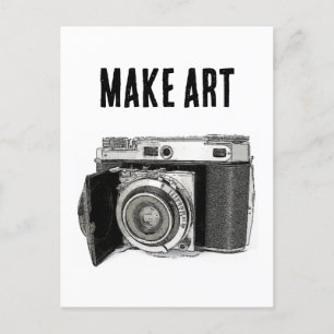 Retro 35mm Film Camera Photographer Artist Drawing Postcard