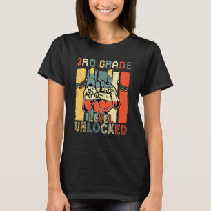 Retro 3rd Grade Level Unlocked Video Game Boy Back T-Shirt
