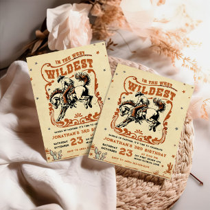 Retro 3rd Rodeo Western Cowboy Birthday Invitation