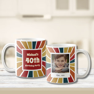 Retro 40th Birthday Boy Photo Coffee Mug