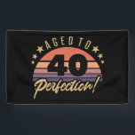 Retro 40th Birthday Humour Banner<br><div class="desc">A vintage styled birthday gift idea for anyone. Featuring a distressed and desaturated retro sunset design that says ‘aged to perfection!’</div>