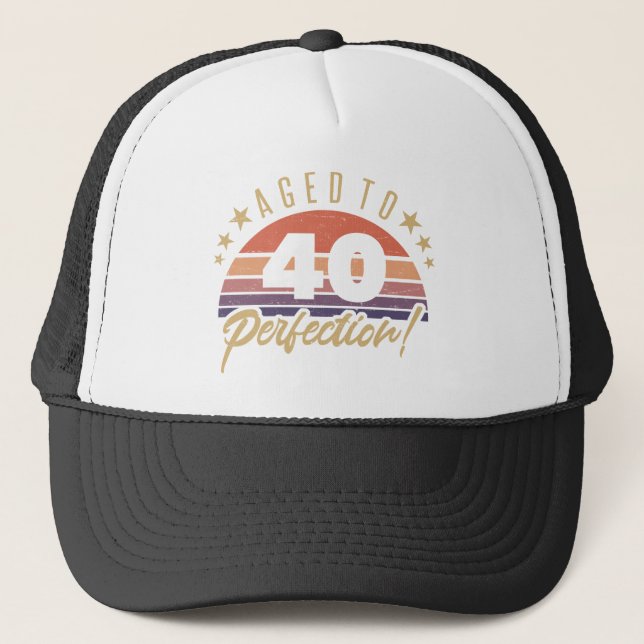 Retro 40th Birthday Humour Trucker Hat (Front)