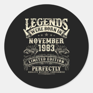 Retro 42nd Birthday For Men 42 Year Old November 1 Classic Round Sticker