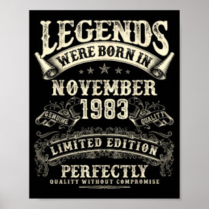 Retro 42nd Birthday For Men 42 Year Old November 1 Poster