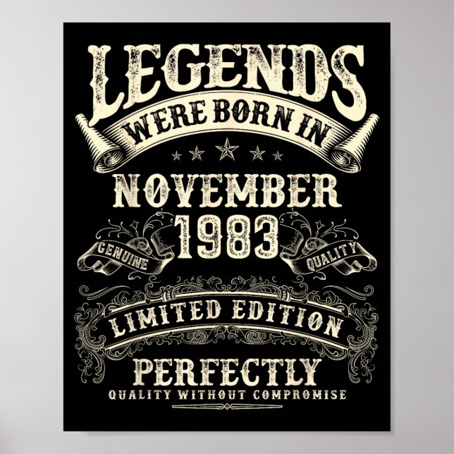 Retro 42nd Birthday For Men 42 Year Old November 1 Poster (Front)