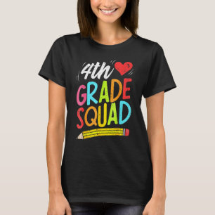 Retro 4th Fourth Grade Squad Pencil Back To School T-Shirt