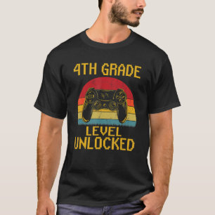 Retro 4th Grade Level Unlocked First Day Of School T-Shirt