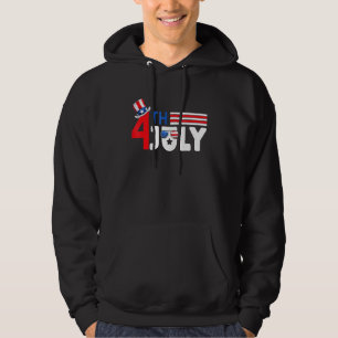 Retro 4th Of July American Flag Patriotic Boy Kid  Hoodie
