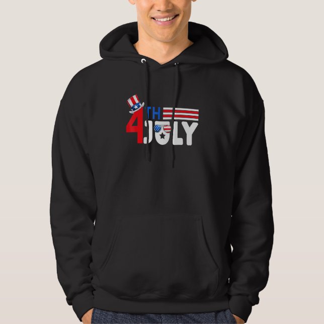 Retro 4th Of July American Flag Patriotic Boy Kid  Hoodie (Front)