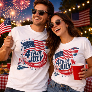 Retro 4th of July American Flag Patriotic Design T-Shirt