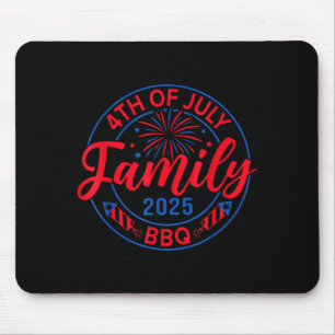 Retro 4th Of July Family BBQ 2025 Patriotic Family Mouse Pad