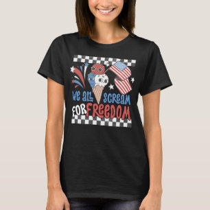 Retro 4th of July Freedom, Groovy Ice Cream Pun T-Shirt