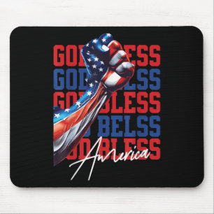 Retro 4th Of July God Bless America Patriotic Chri Mouse Pad