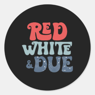 Retro 4th Of July Pregnancy Announcement Red White Classic Round Sticker
