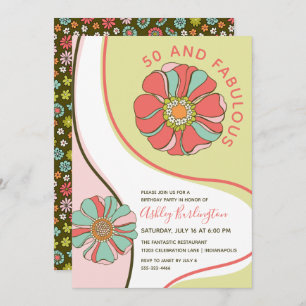 Retro 50 & Fabulous Groovy Floral Invitation