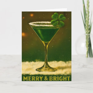 Retro 50s 4 Leaf Clover Irish Christmas Martini Card