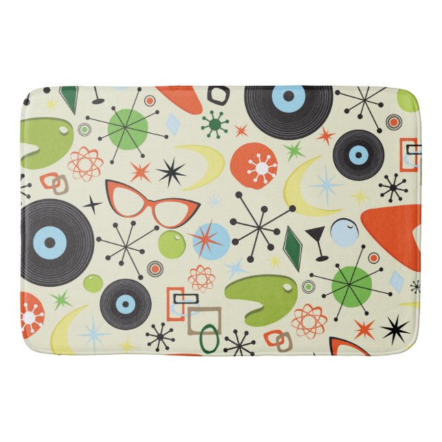 Retro 50's 60's Vintage Fashion Pattern Bath Mat (Front)