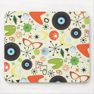 Retro 50's 60's Vintage Fashion Pattern Mouse Pad