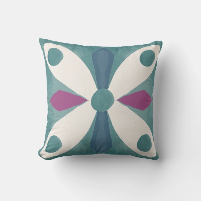 Retro 50s abstract pattern throw pillow (Front)