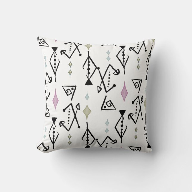 Retro 50s abstract pattern throw pillow (Front)