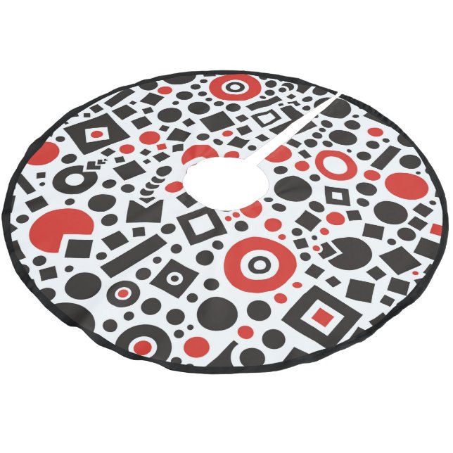 Retro 50s Art Deco Red Black White  Brushed Polyester Tree Skirt (Angled)