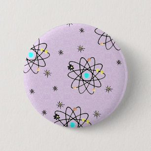Retro 50s Atomic Print Lavender Apparel & Gifts 2 Inch Round Button