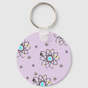 Retro 50s Atomic Print Lavender Apparel & Gifts Keychain