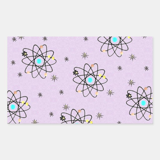 Retro 50s Atomic Print Lavender Apparel & Gifts Sticker (Front)
