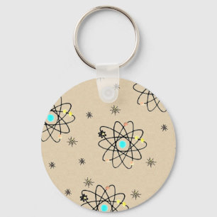 Retro 50s Atomic Print Sand Apparel & Gifts Keychain