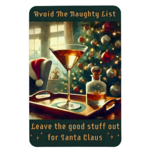 Retro 50s Avoid The Naughty List Christmas Martini Magnet