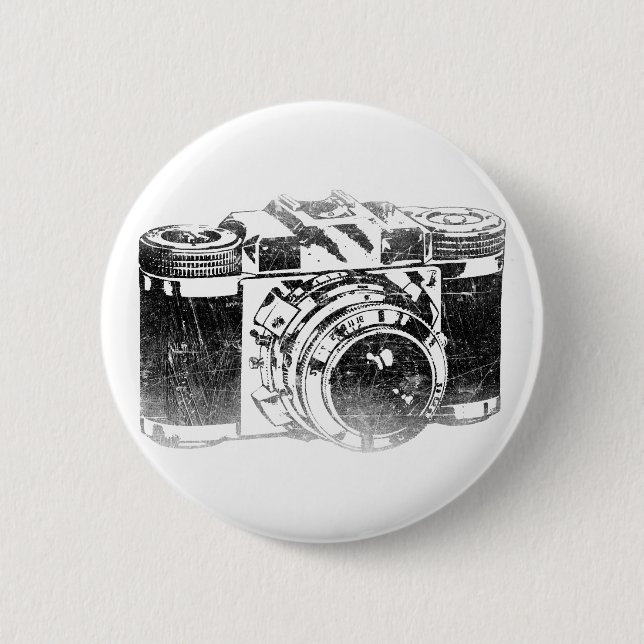 Retro 50's camera 2 inch round button (Front)