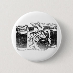 Retro 50's camera 2 inch round button