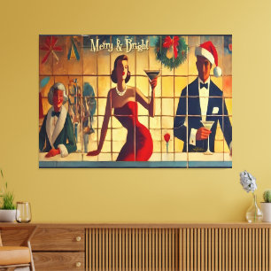 Retro 50s Christmas Eve Bar Last Call Martini Canvas Print