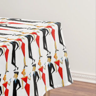 Retro 50s Cocktail Party Couple Rectangle Tablecloth