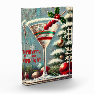 Retro 50s Cranberry Snowflake Christmas Martini Photo Block