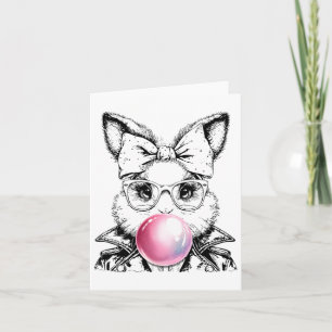 Retro 50's Cute Easter Bunny Blowing Bubble Gum 1  Card