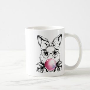 Retro 50's Cute Easter Bunny Blowing Bubble Gum 1  Coffee Mug
