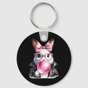Retro 50's Cute Easter Bunny Blowing Bubble Gum 4  Keychain
