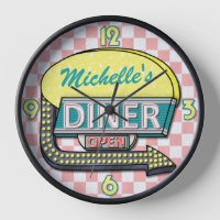 Retro 50's Diner Sign Pink Teal Personalized Name