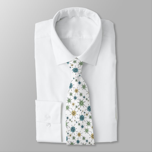 Retro 50s Geometric Atomic Starburst Tie (Tied)