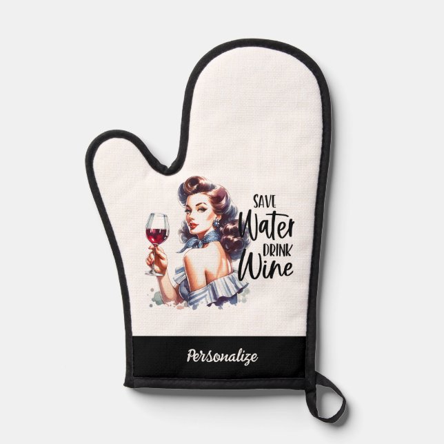 Retro 50s Glam Girl Funny Sarcastic Witty Quote Oven Mitt (Front)