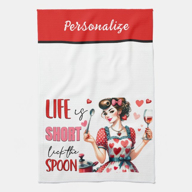 Retro 50s Glam Housewife Funny Sarcastic Humour Kitchen Towel (Vertical)