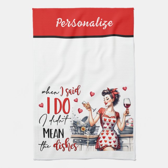 Retro 50s Glam Housewife Funny Sarcastic Humour Kitchen Towel (Vertical)