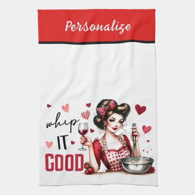 Retro 50s Glam Housewife Funny Sarcastic Humour Kitchen Towel (Vertical)