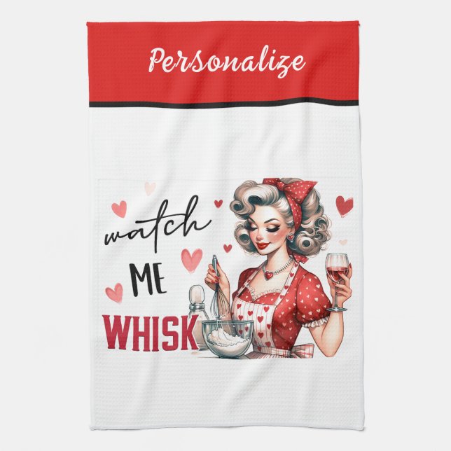Retro 50s Glam Housewife Funny Sarcastic Humour Kitchen Towel (Vertical)