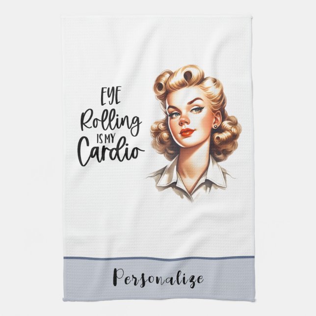Retro 50s Glam Housewife Funny Sarcastic Humour Kitchen Towel (Vertical)